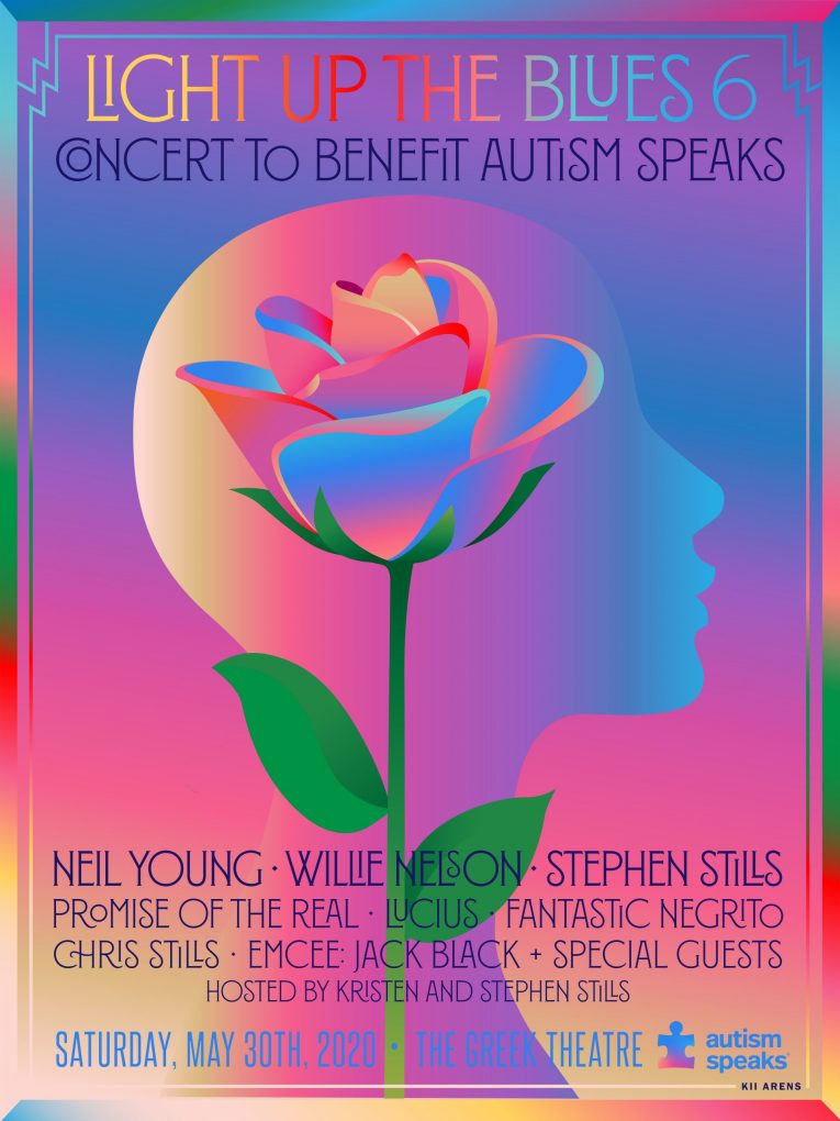 Light Up The Blues 6 Concert to Benefit Autism Speaks, Neil Young, Willie Nelson, Stephen Stills, The Greek Theater, May 30, Rock and Blues Muse