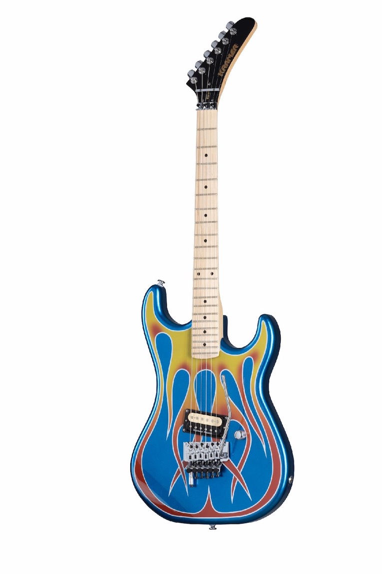 Baretta Kramer Custom Graphics Collection guitar in "Hot Rod" Blue Sparkle with Flames photo