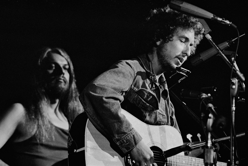 Bob Dylan & Leon Russell, 1971. New York City. Leon Russell and Bob Dylan at the Concert for Bangladesh in Madison Square Garden.