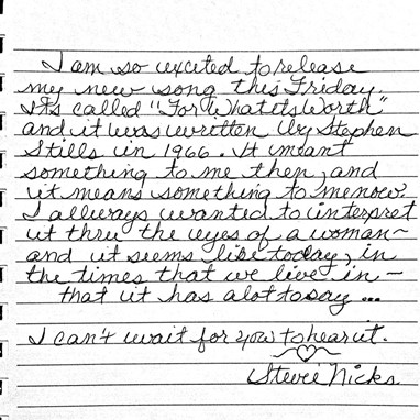 Stevie Nicks letter