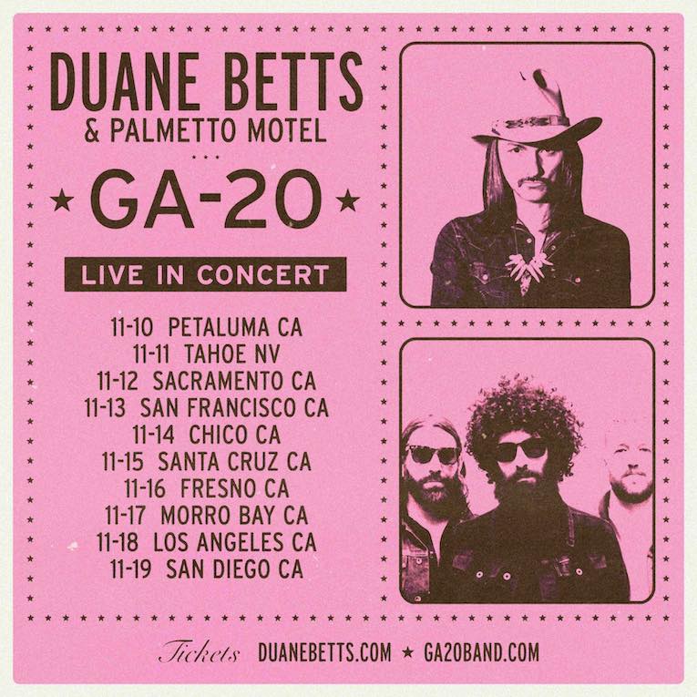 Duane Betts, GA-20 west coast tour flyer 
