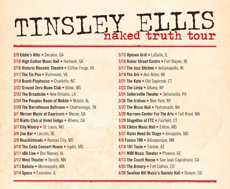 Tinsley Ellis, tour date flyer
